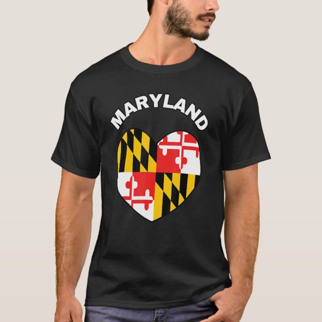 T-shirt I Love Maryland MD State Flag Heart Baltimore Hon (Devant)