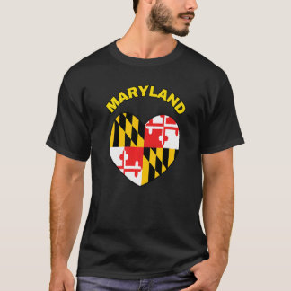 T-shirt I Love Maryland MD State Flag Heart Baltimore Hon