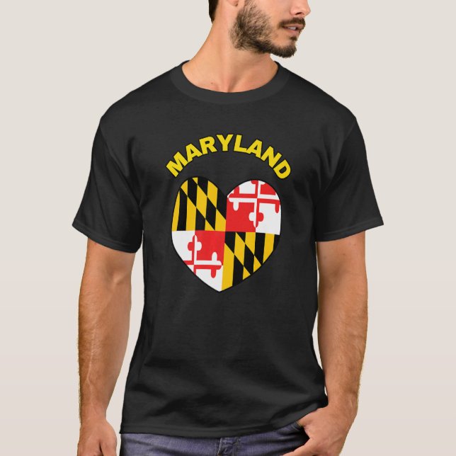 T-shirt I Love Maryland MD State Flag Heart Baltimore Hon (Devant)