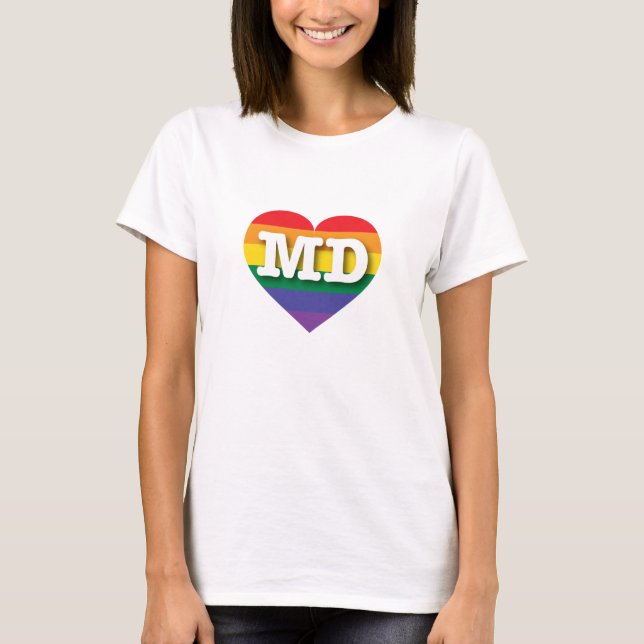 T-shirt I Love Maryland Rainbow Heart (Devant)