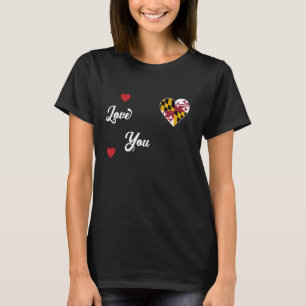 T-shirt I Love Maryland USA Avec le drapeau Maryland dans