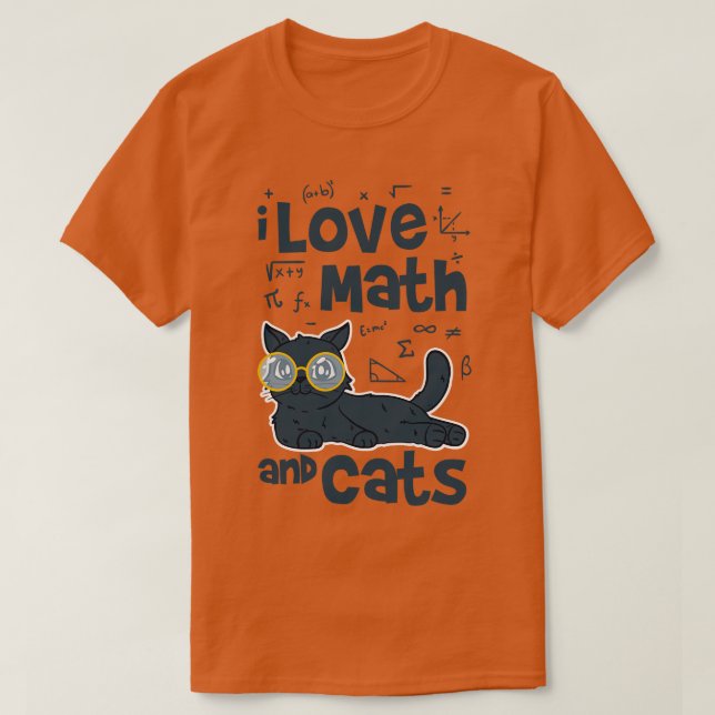 T-shirt I Love Math and Cats (Design devant)