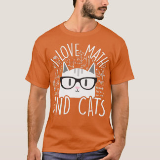 T-shirt I Love Math And Cats Cute Kitty Cat Feline Lover G