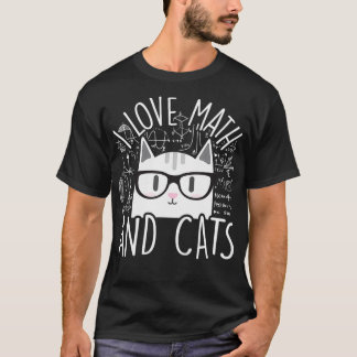 T-shirt I Love Math And Cats Cute Kitty Cat Feline Lover G