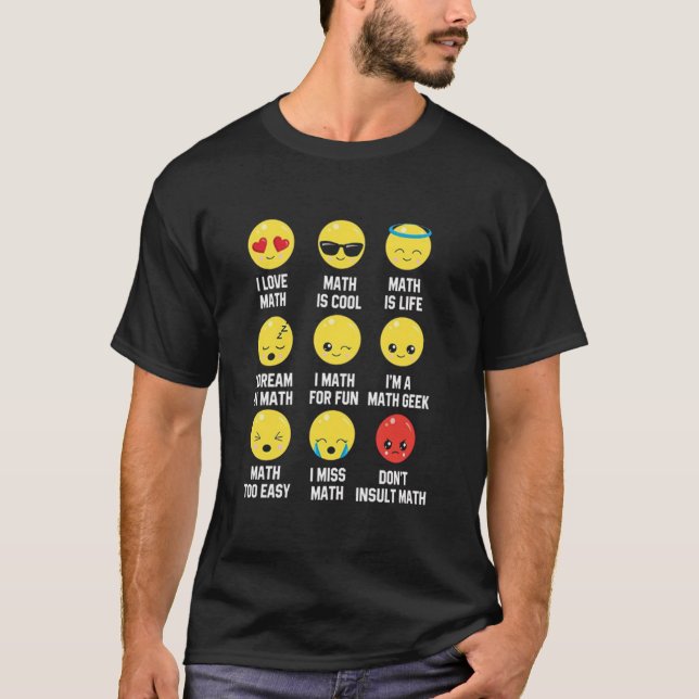 T-shirt I Love Math Emoji Emoticons, Enseignant Mathletes  (Devant)