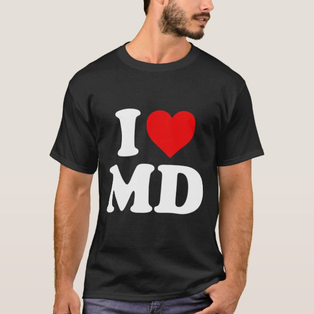 T-shirt I Love Md Heart Maryland (Devant)