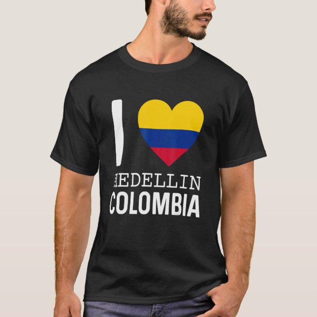 T-shirt I Love Medellin Colombia Drapeau Carte Colombian P (Devant)