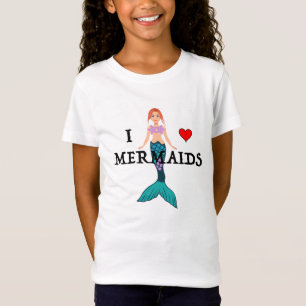 T-Shirt I Love Mermaids Design - Girls Jersey T-Shir