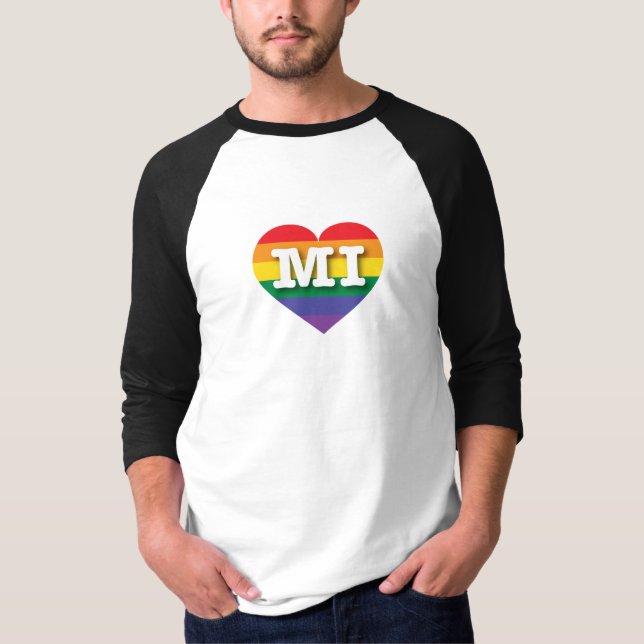 T-shirt I Love Michigan Rainbow Heart (Devant)