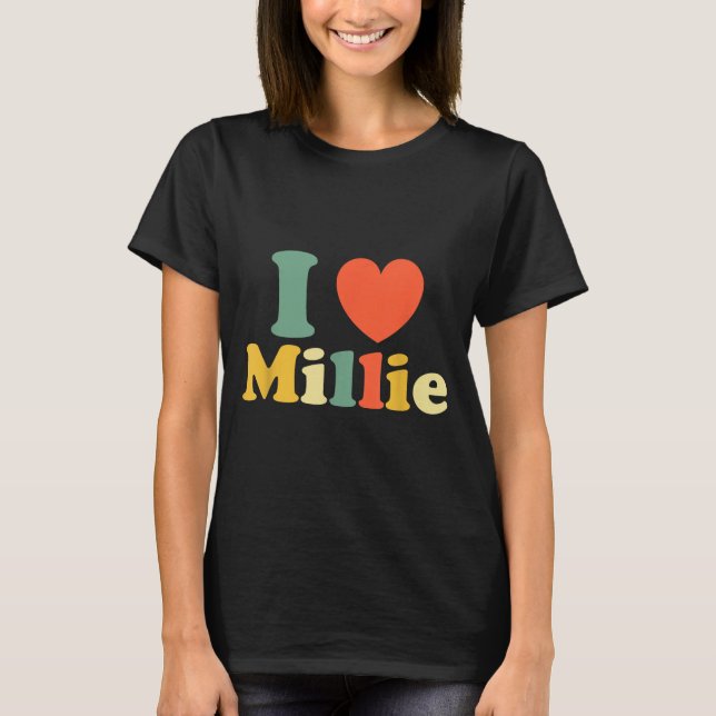 T-shirt I Love Millie, I Heart Millie, Red Heart Valentine (Devant)