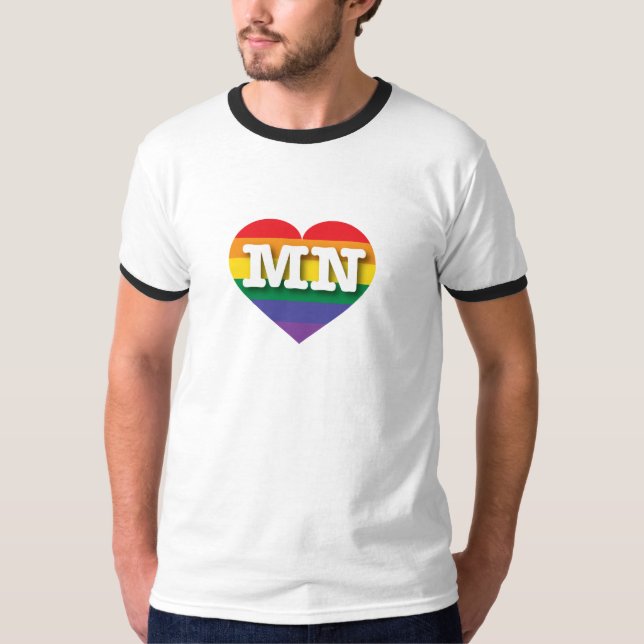 T-shirt I Love Minnesota Rainbow Heart (Devant)
