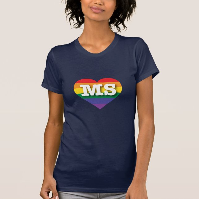 T-shirt I Love Mississippi Rainbow Heart (Devant)