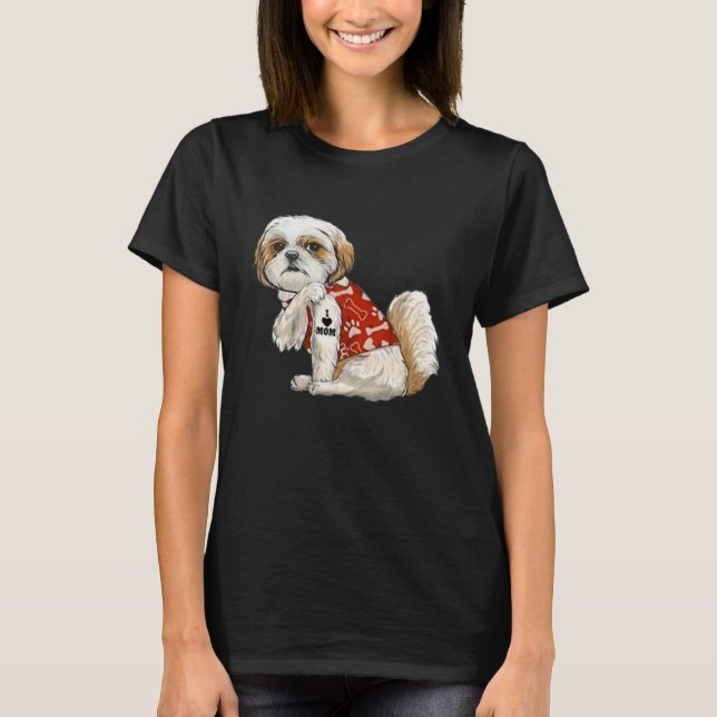 T-shirt I Love Mom Tattoo Shih Tzu Mom Fête des mères amus (Devant)