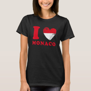 T-shirt I Love Monaco Drapeau en forme de coeur Monaco