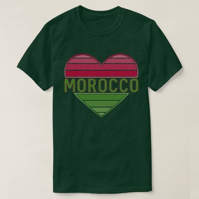 T-shirt I Love Morocco, coeur marocain (Design devant)