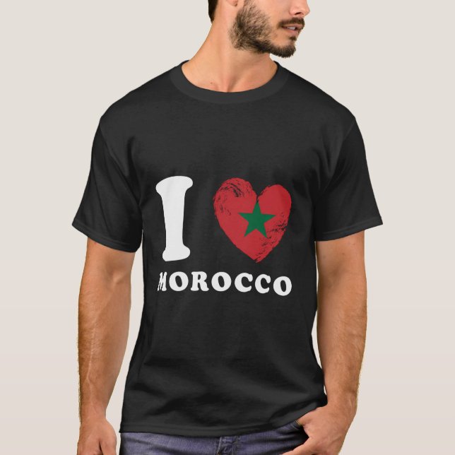T-shirt I Love Morocco - Heart Flag Maroc (Devant)