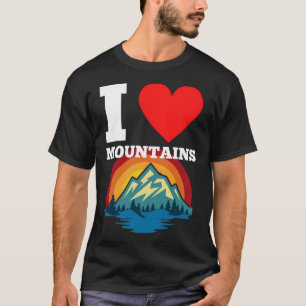 T-shirt I Love Mountains Heart Design Pour L'Escalade De M