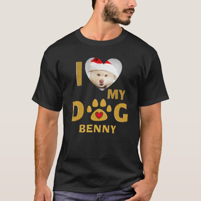 T-shirt I Love My Amoureux des chiens Heart Photo Personna (Devant)