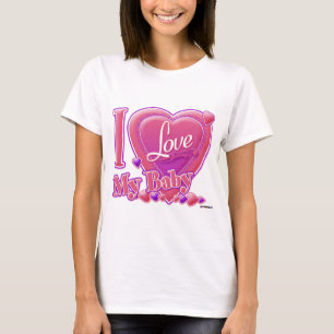 T-shirt I Love My Baby rose/violet - coeurs