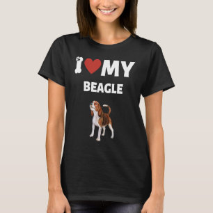 T-shirt I Love My Beagle Adorable Chien Graphic 1