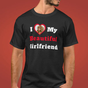 T-shirt I Love My Beautiful Girlfriend Texte Coeur Photo