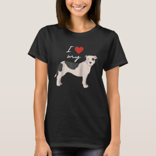 T-shirt I Love My Black & White American Pit Bull Terrier