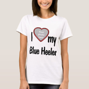 T-shirt I Love My Blue Heeler - Cadre photo de Coeur Rouge
