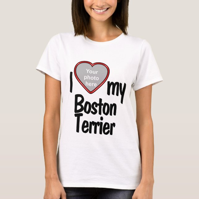 T-shirt I Love My Boston Terrier Red Heart Amoureux des ch (Devant)