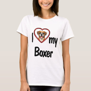 T-shirt I Love My Boxer mignon Coeur doux cadre photo