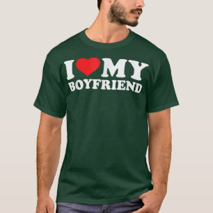T-shirt I Love My Boyfriend Funny Valentine Red Heart Love