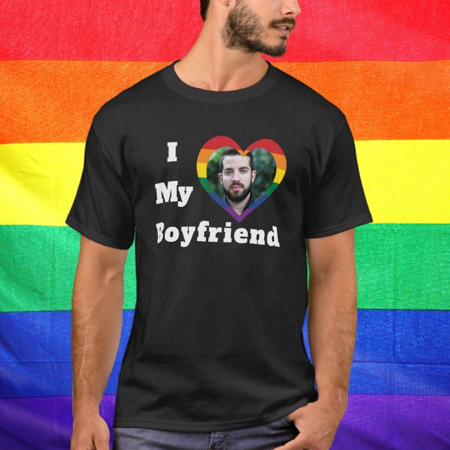 T-shirt I Love My Boyfriend Gay pride LGBTQ Photo personna (Créateur téléchargé)