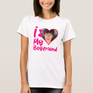 T-shirt I Love My Boyfriend Heart Photo personnalisée