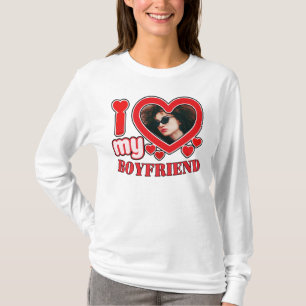 T-shirt I Love My Boyfriend Photo personnalisée Coeur