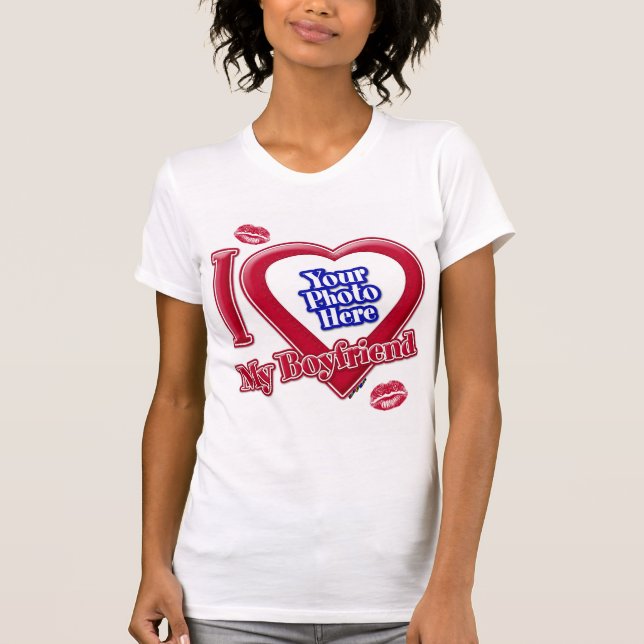 T-shirt I Love My Boyfriend Photo Red Heart Lips (Devant)