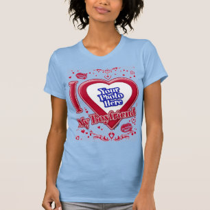 T-shirt I Love My Boyfriend Photo Red Hearts Baby Blue