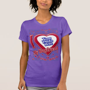 T-shirt I Love My Boyfriend Photo Red Hearts Purple