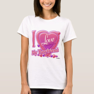 T-shirt I Love My Boyfriend rose/violet - coeurs