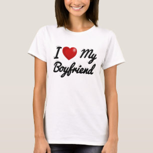 T-shirt I Love My Boyfriend texte noir mignon