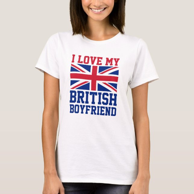 T-shirt I Love My British Boyfriend UK Drapeau Dames T-Shi (Devant)