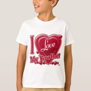 T-shirt I Love My Brother rouge - coeur
