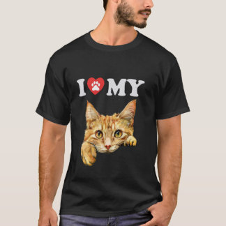 T-shirt I Love My Cat Allemand Rex Kitten Drôle Amoureux d