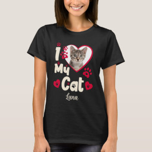 T-shirt I Love My Cat Heart Photo personnalisée