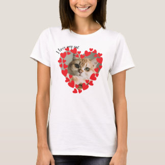 T-shirt I Love My Cat Hearts Photo 