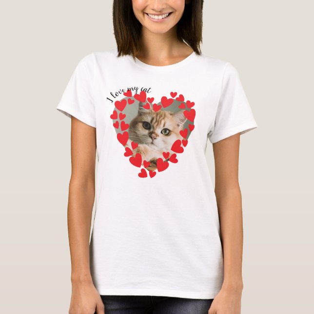 T-shirt I Love My Cat Hearts Photo  (Devant)