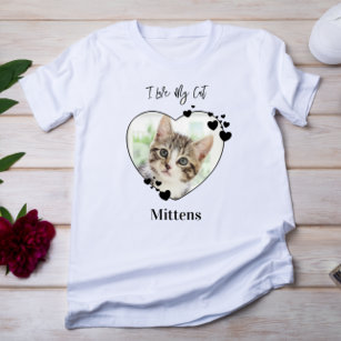 T-shirt I Love My Cat Personalized Heart Pet Photo