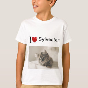 T-shirt I Love My Cat photo personnalisée