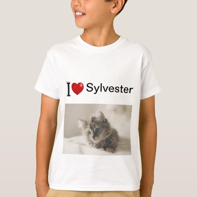 T-shirt I Love My Cat photo personnalisée (Devant)