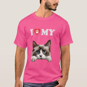T-shirt I Love My Cat Snowshoe Kitten Funny Amoureux des c
