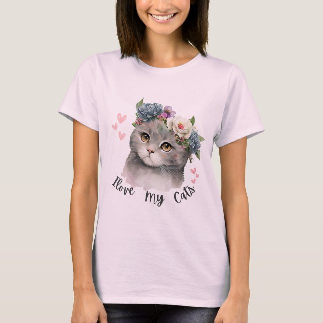 T-shirt I love my cats  (Devant)