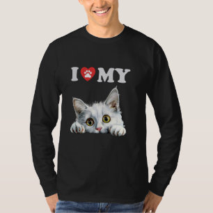 T-shirt I Love My Chat Turc Angora Kitten Drôle Chat Amour